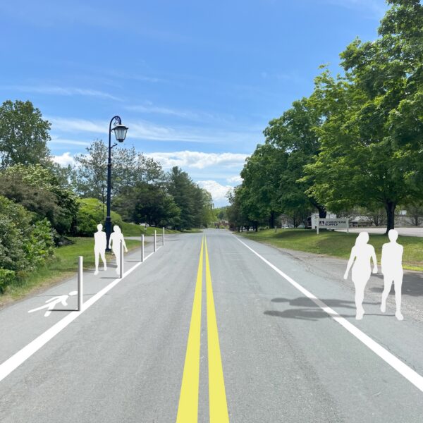 schematic of people walking along new road