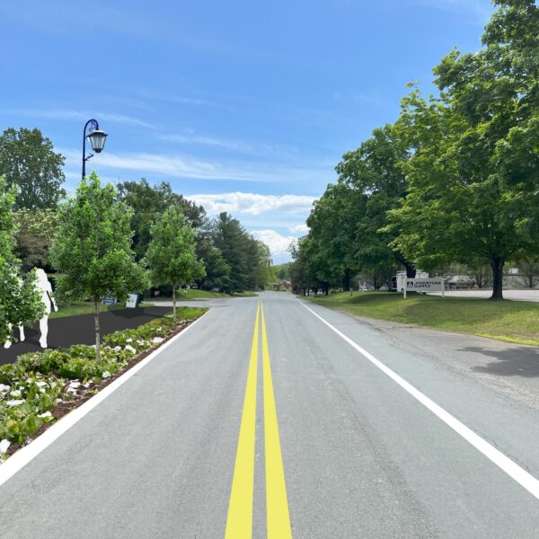 schematic of people walking along new road