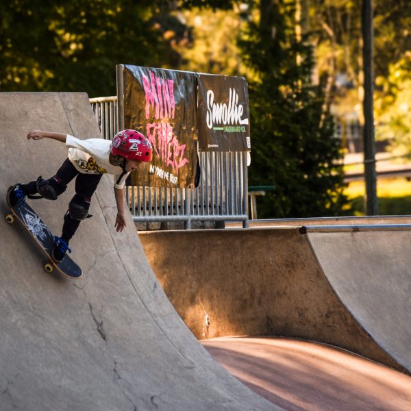 kid skateboarding on ramp