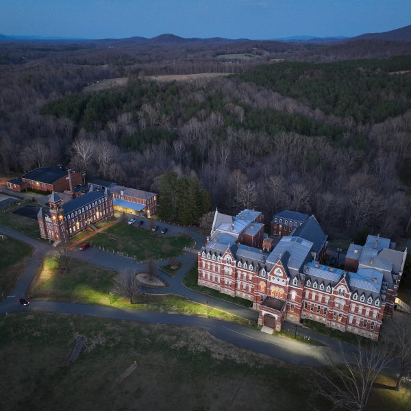 aerial view of miller school at night