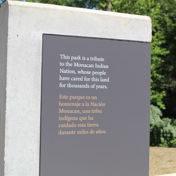 sign detail at monacan indian nation tribute park