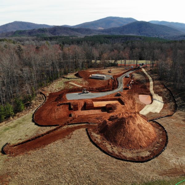 modern home under construction in aerial view
