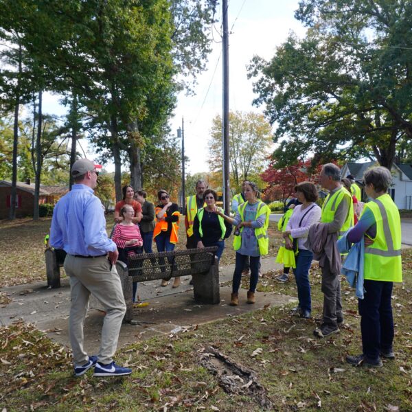 people talking in a park